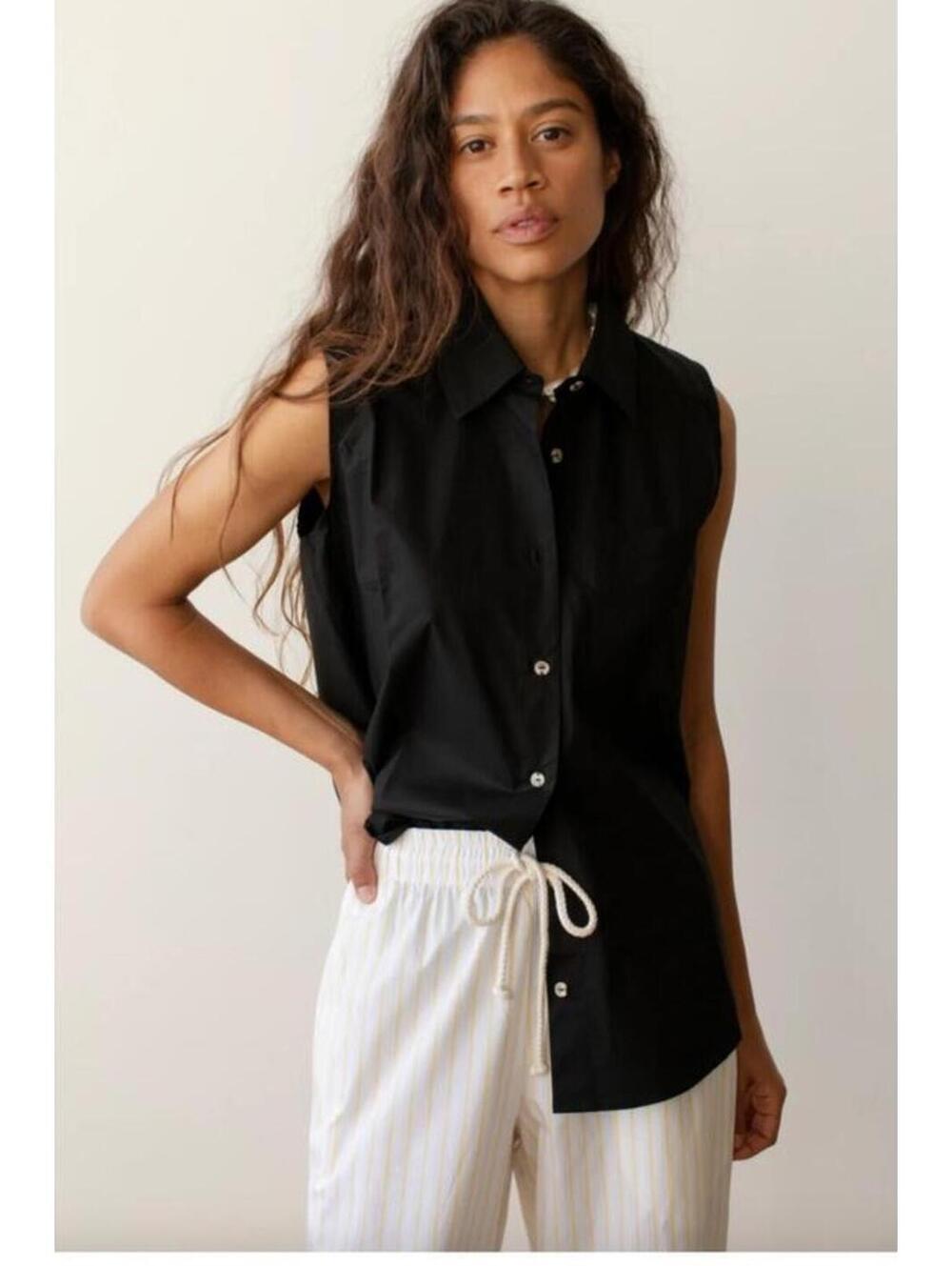 DONNI 100% Cotton Pop Sleeveless Button Down XS